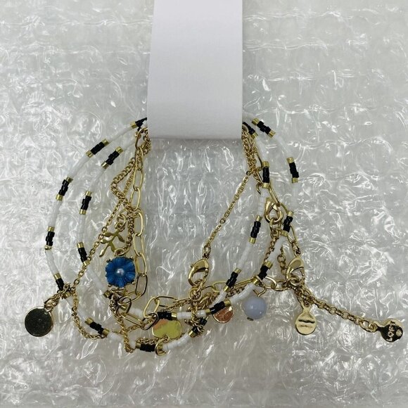 Ann Taylor LOFT Womens One Size Fits Most Nautical Beaded Bracelet Set Gold $35 - Picture 2 of 5